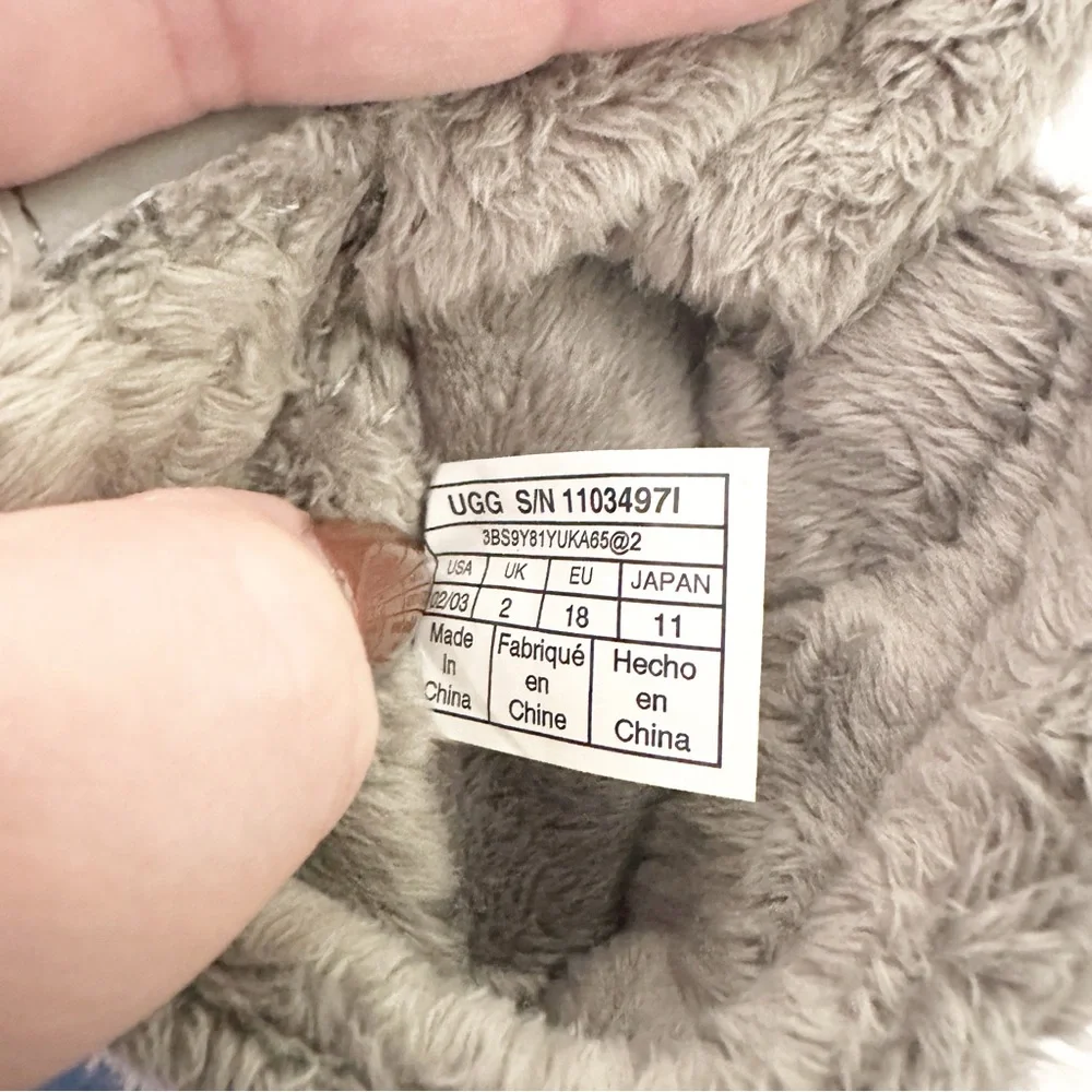 UGG Baby Bixbee Bootie Slipper Charcoal Grey Size 2 3 6-12M